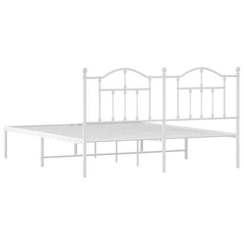 Metal Bed Frame with Headboard White 183x203cm King - Image 7