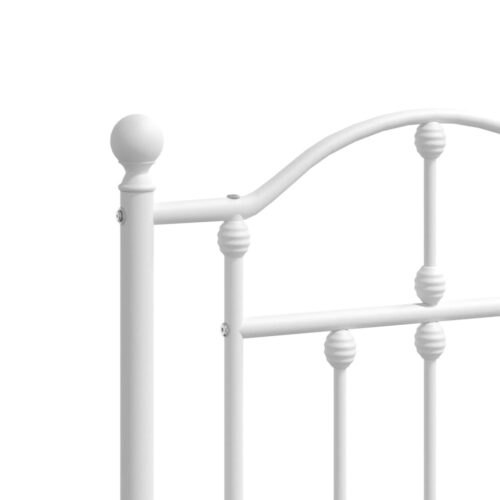 Metal Bed Frame with Headboard White 183x203cm King - Image 8