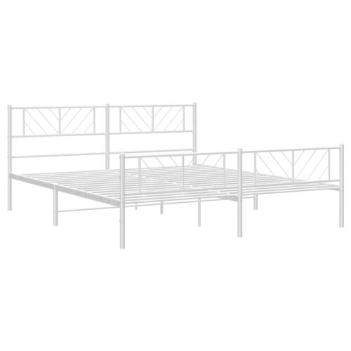 Metal Bed Frame with Footboard White 183x203cm King - Image 4