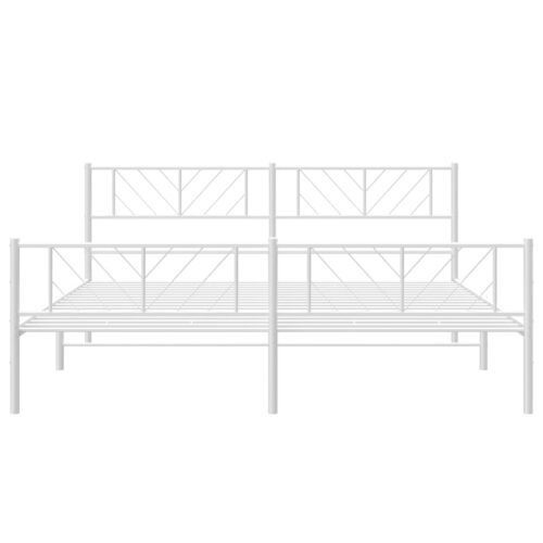 Metal Bed Frame with Footboard White 183x203cm King - Image 5