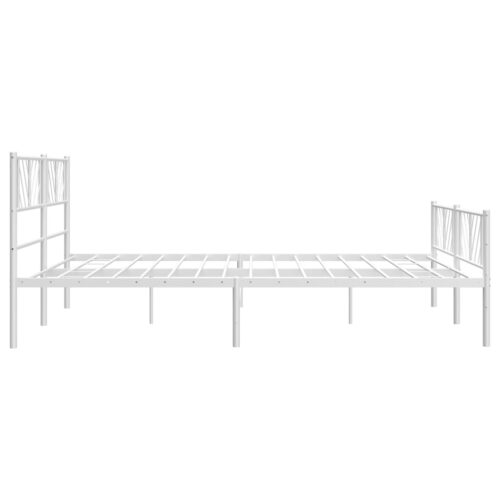 Metal Bed Frame with Footboard White 183x203cm King - Image 6