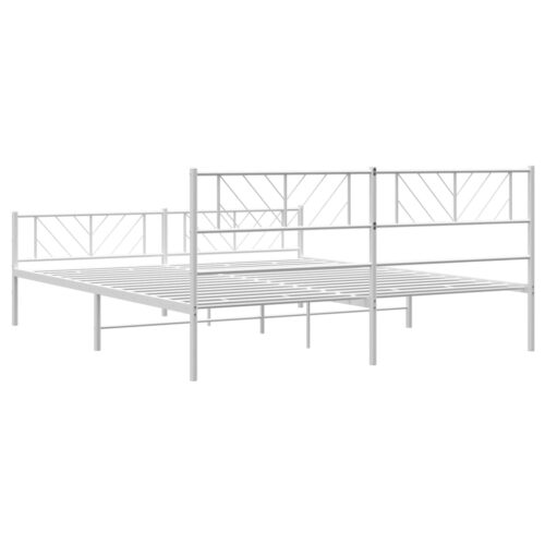 Metal Bed Frame with Footboard White 183x203cm King - Image 7