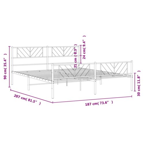 Metal Bed Frame with Footboard White 183x203cm King - Image 9