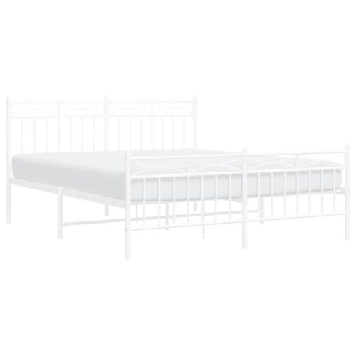 Metal Bed Frame with Footboard White 150x200cm - Image 3