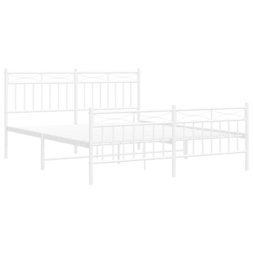 Metal Bed Frame with Footboard White 150x200cm - Image 4