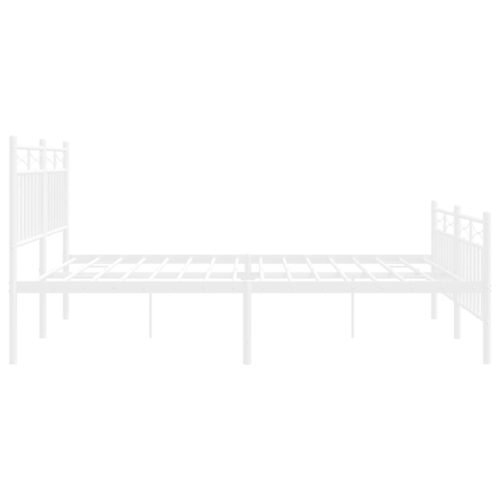 Metal Bed Frame with Footboard White 150x200cm - Image 6