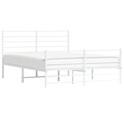 Metal Bed Frame with Footboard White 150x200cm - Image 4