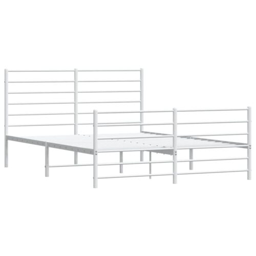 Metal Bed Frame with Footboard White 150x200cm - Image 5