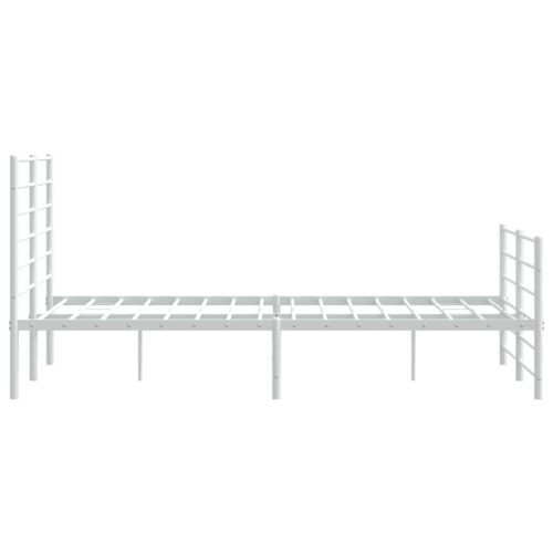 Metal Bed Frame with Footboard White 150x200cm - Image 7