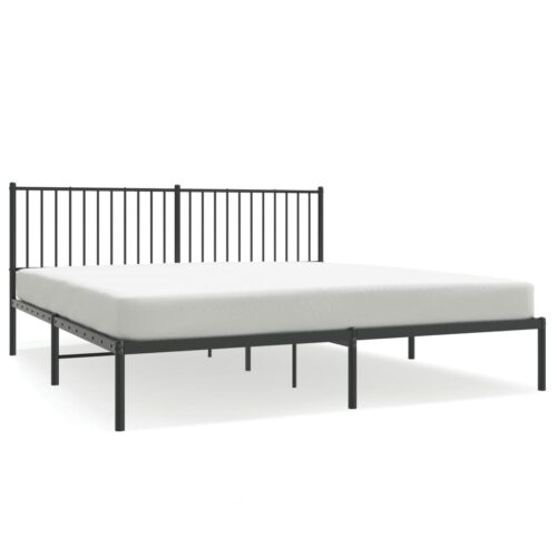 Metal Bed Frame with Headboard Black 183x203cm King - Image 2