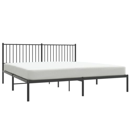 Metal Bed Frame with Headboard Black 183x203cm King - Image 3