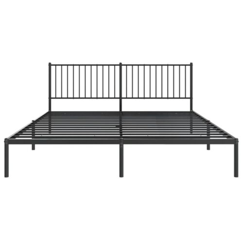 Metal Bed Frame with Headboard Black 183x203cm King - Image 5