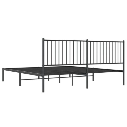 Metal Bed Frame with Headboard Black 183x203cm King - Image 7
