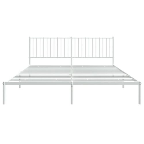 Metal Bed Frame with Headboard White 183x203cm King - Image 5