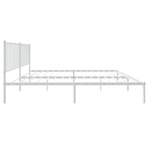Metal Bed Frame with Headboard White 183x203cm King - Image 6