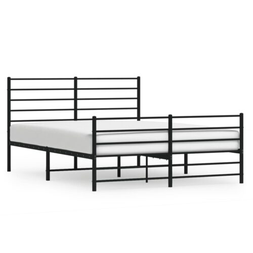 Metal Bed Frame with Footboard Black 150x200cm - Image 2