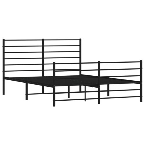 Metal Bed Frame with Footboard Black 150x200cm - Image 5