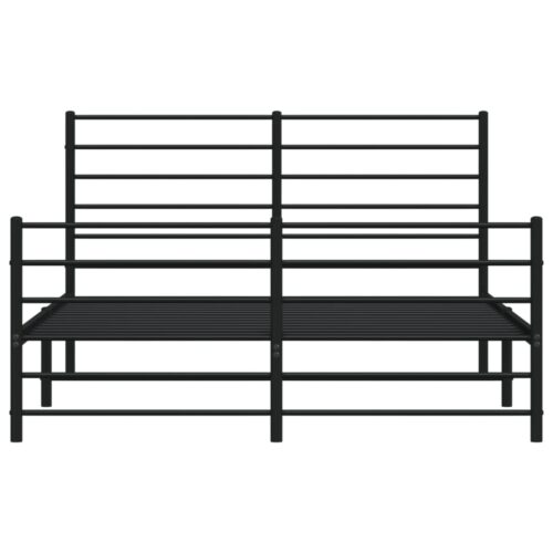 Metal Bed Frame with Footboard Black 150x200cm - Image 6