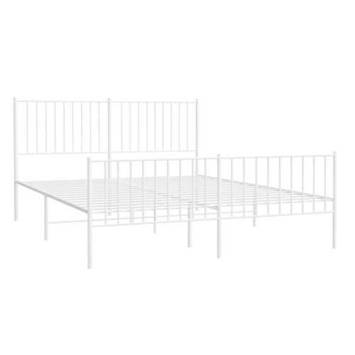 Metal Bed Frame with Footboard White 150x200cm - Image 4