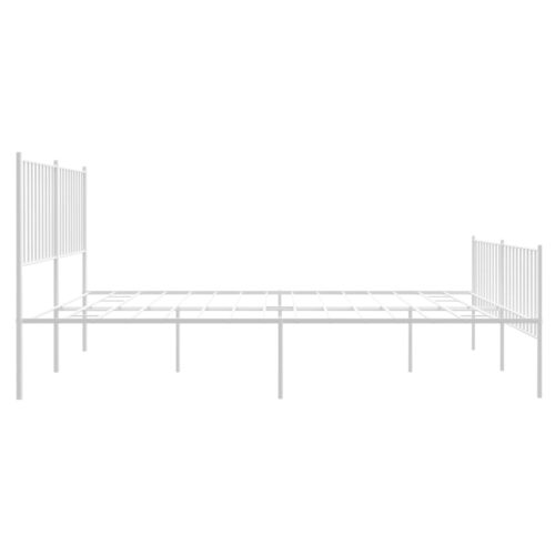 Metal Bed Frame with Footboard White 150x200cm - Image 6