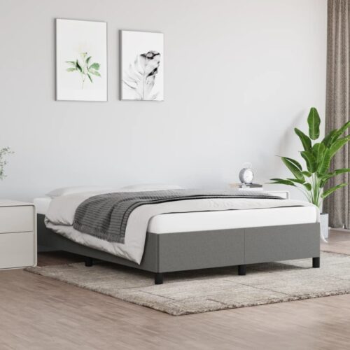 Bed Frame Dark Grey 152x203cm Queen Fabric