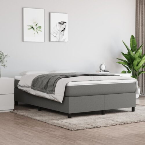 Bed Frame Dark Grey Double Fabric