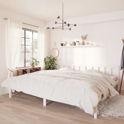 Bed Frame White Solid Wood 183x203cm King