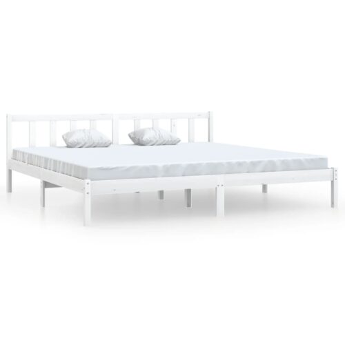 Bed Frame White Solid Wood 183x203cm King - Image 2
