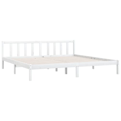 Bed Frame White Solid Wood 183x203cm King - Image 3