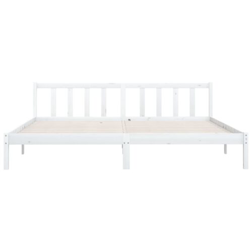 Bed Frame White Solid Wood 183x203cm King - Image 4