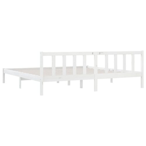 Bed Frame White Solid Wood 183x203cm King - Image 6