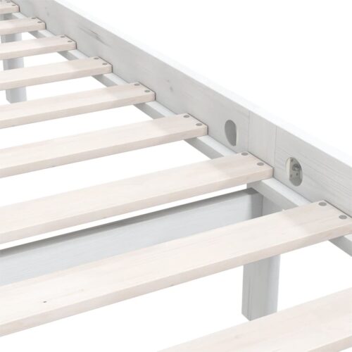 Bed Frame White Solid Wood 183x203cm King - Image 7