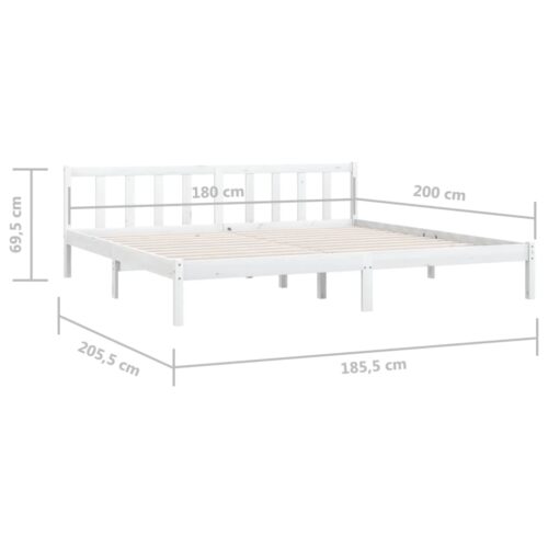 Bed Frame White Solid Wood 183x203cm King - Image 9