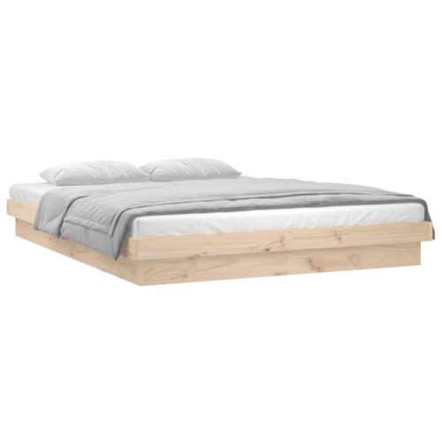 LED Bed Frame 135x190cm Solid Wood - Image 2