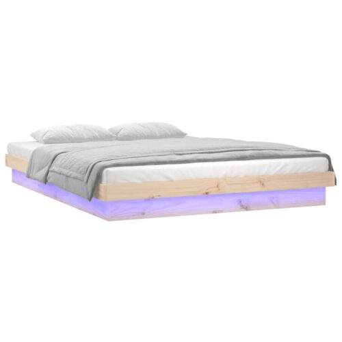 LED Bed Frame 135x190cm Solid Wood - Image 5