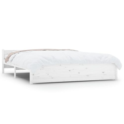 Bed Frame White Solid Wood 150x200cm - Image 2