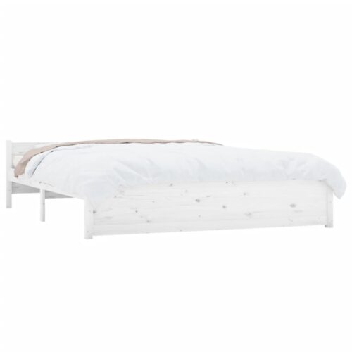 Bed Frame White Solid Wood 150x200cm - Image 3