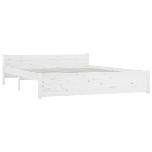 Bed Frame White Solid Wood 150x200cm - Image 4