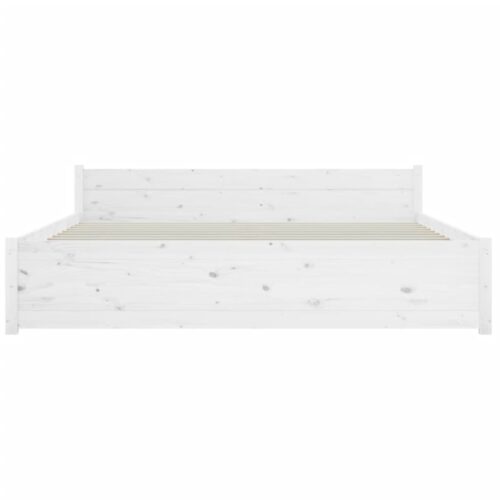 Bed Frame White Solid Wood 150x200cm - Image 5