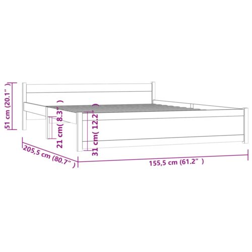 Bed Frame White Solid Wood 150x200cm - Image 9