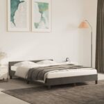 Bed Frame Dark Grey Queen Velvet