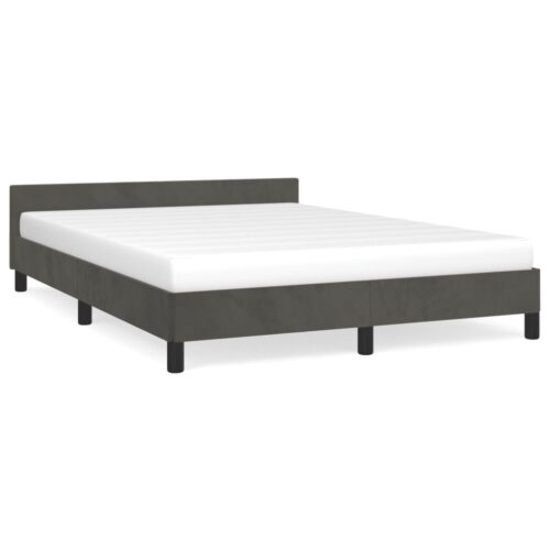 Bed Frame Dark Grey Queen Velvet - Image 2