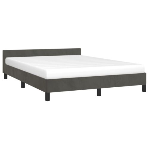 Bed Frame Dark Grey Queen Velvet - Image 3
