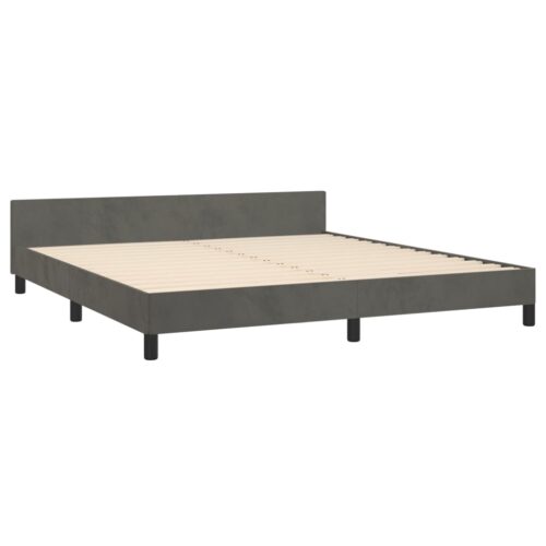 Bed Frame Dark Grey Queen Velvet - Image 4