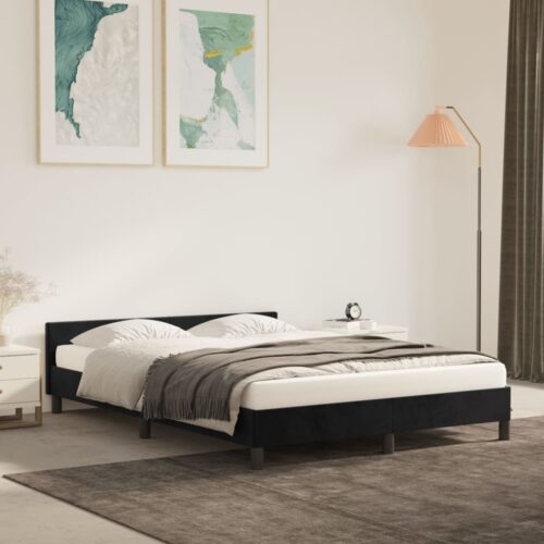 Bed Frame Black Queen Velvet