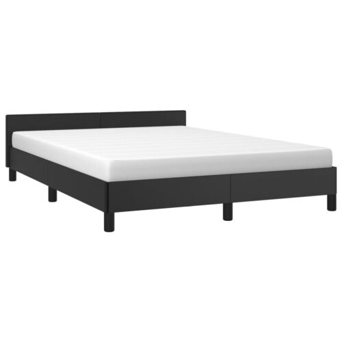 Bed Frame Black Queen Faux Leather - Image 3