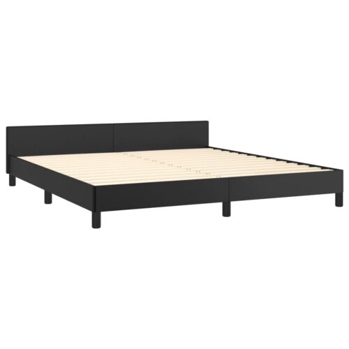 Bed Frame Black Queen Faux Leather - Image 4