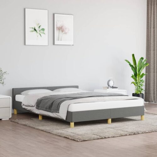 Bed Frame Dark Grey Queen Fabric