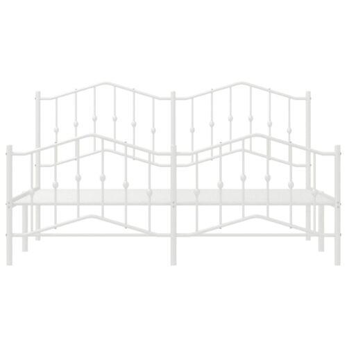 Metal Bed Frame with Footboard White 183x203cm King - Image 5