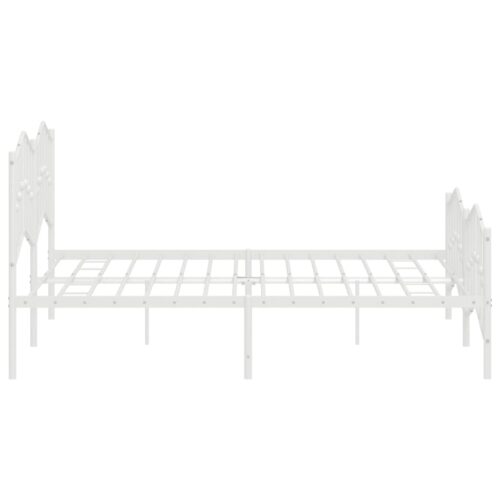 Metal Bed Frame with Footboard White 183x203cm King - Image 6